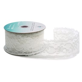 CT CRAFT LLC White Lace Trim Ribbon, Sewing Lace for Trimmings Works, Home Decoration, Gift Wrapping, DIY Crafts, Baby Shower, 1.5 Inch (35mm) X 10 Yards, White