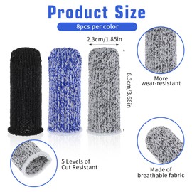 YBEATY 24PCS Finger Cut Resistant Protector Gloves Cots Breathable Reusable Durable Finger Sleeves Anti-Slip Thumb Fingertip Protection Gloves for Work Garden Kitchen Sculpture Grinding Stained Glass