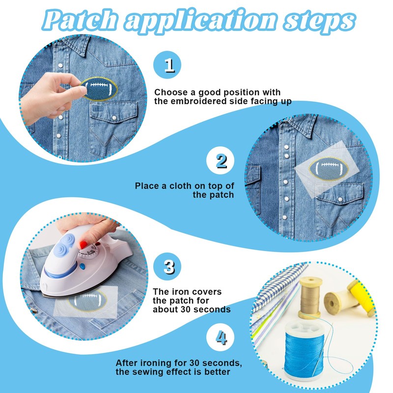 12 Pack Football Patches Iron On, Football Applique Patch, Chenille