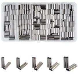 OROOTL Fishing Crimp Sleeves Kit, 500PCS Double Barrel Crimp Sleeves for Fishing Line Copper Crimping Loop Sleeve Wire Rope Fishing Crimp Sleeves Tubes Fishing Wire Leader Rigging Tackle