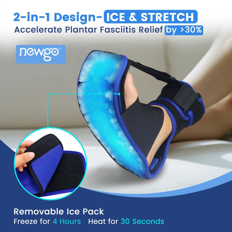 NEWGO Plantar Fasciitis Night Splint with Cold Therapy Ice Pack,