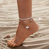 Shell Anklets for Women Waterproof Boho Beaded Anklets Set Adjustable