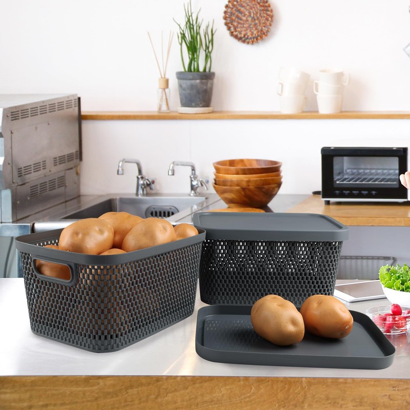 Yomjarl 2 Pack Of Potato and Onion Storage Bin,Stackable Plastic