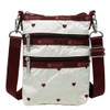 LeSportsac 4007 Smartphone Shoulder Bag 3-Zip Crossbody, BERRY HEART EMB