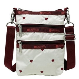 LeSportsac 4007 Smartphone Shoulder Bag 3-Zip Crossbody, BERRY HEART EMB