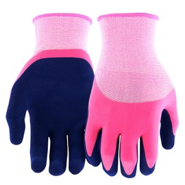 Miracle-Gro Women's Double Dipped Sandy Foam Latex Gardening Work Gloves, Water Resistant, Excellent Grip, Durable, Pink/Purple, Small, (MG30605/WSM)