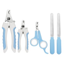 5Pieces Dogs and Cats Grooming Nail Clippers Kit Pet Claws Nail Clipper Trimmers, with Protective Guard Lock to Avoid Over Cutting, Professional Trimmers for Large and Small Cat and Dog Animal. (Blue)