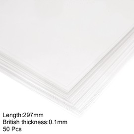 sourcing map 0.1mm Thick A4 Size Clear PVC Sheet 297mm x 210mm Transparent Rigid Plastic Sheet,Office,DIY Cutting,50pcs