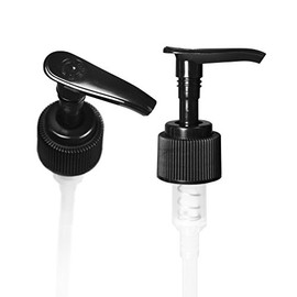 Black Lotion Pump Dispenser 24/410 for Plastic Bottle Fine Ribbed 2cc Output with a Lock Down Saddle Head 7.5" Dip Tube 24 Pack