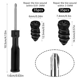 YBEATY 70 PCS Vacuum Tire Repair Kits 2 Sizes Tire Repair Rubber Nail with Screwdriver Self-Service Spiral Rubber Nails Screw Tool for Auto Motorcycle Bike Truck Tractor ATV Puncture Repai