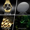 OLEVS Gold Black Watches for Men Waterproof Diamond Business Luxury