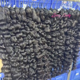 Free Gift Easy to Care Curly Hair Indian Burmese Curly Natural Wavy Curls Hair Body Wave Bundle Raw Human Hair Weave Vendorsstyle: Indian curly 1 bundle, color: natural black, Stretched Length: 24"