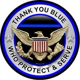 ProSticker 306 (One) 4" Patriot Series Thank You Blue Who Protect and Serve Thin Blue Line Support Decal Sticker