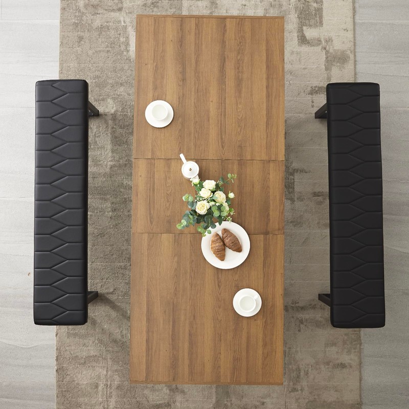 STHOUYN 63”-79” Extendable Dining Room Table, Modern Farmhouse Wooden Kitchen
