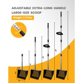 QULUXAO Chicken Poop Scooper & Rake 2-in-1 with Ergonomic Grip, Adjustable Length (22"–61.5"), Metal Sifting Shovel with Holes for Chicken Coop Cleaning, Multifunctional Chicken Manure Scoop