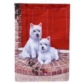 Caroline's Treasures BDBA0348CHF Red Door Westies House Flag Large Porch Sleeve Pole Decorative Outside Yard Banner Artwork Wall Hanging, Polyester, House Size, Multicolor