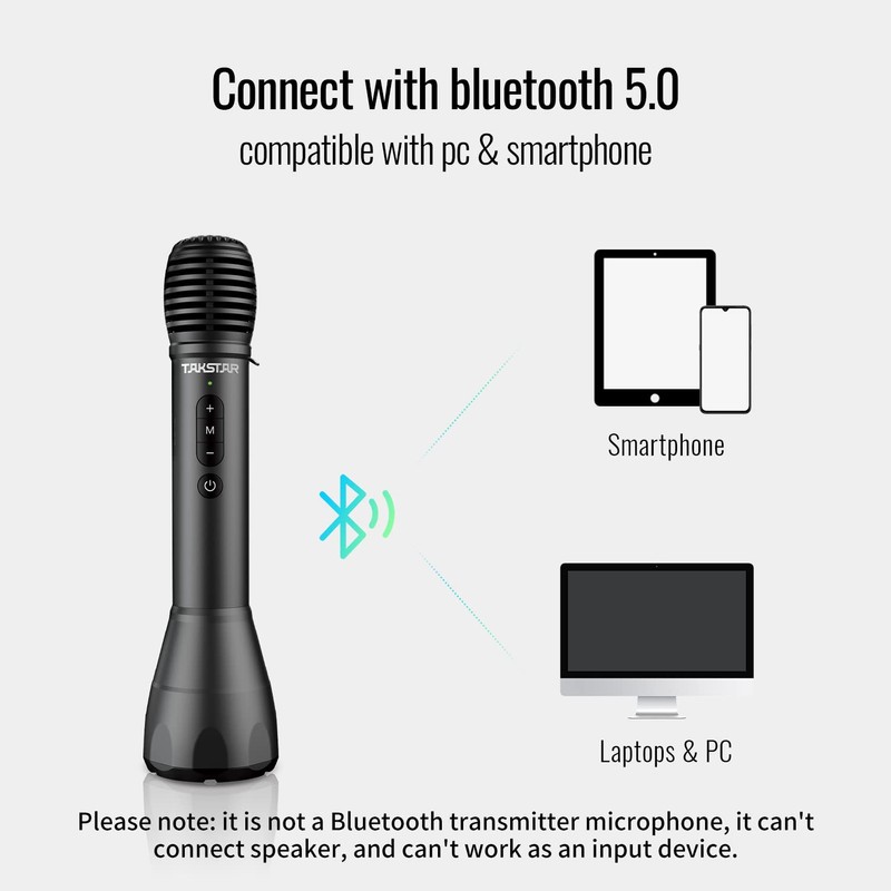 TAKSTAR 2-in-1 Bluetooth Wireless Microphone & Voice Amplifier, Portable Handheld