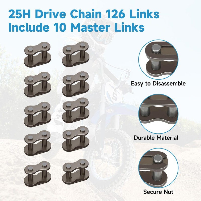 EOPOAYI 25H Drive Chain 126 Links for Razor MX350 MX400