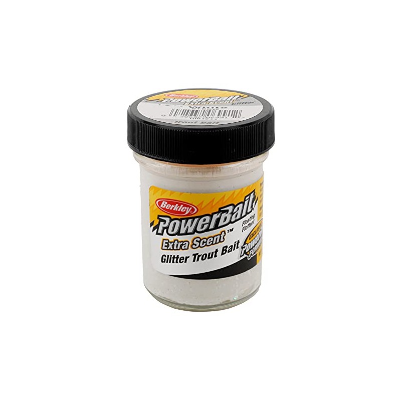 Berkley PowerBait Glitter Trout Bait, White, Fishing Dough Bait, Scent