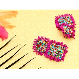 Crunchy Fashion Handmade Beaded Multicolored Party Wear/Beach/Summer Earrings for Women(Multi Square)