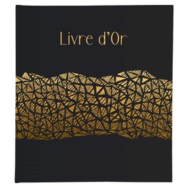 Exacompta - Ref. 47981E - ARAMY guest book - 100 plain white gold-edged pages - size 27 x 22 cm - printed cover with palm leaf motif - rose gold marking