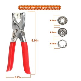 1PCS Grommet Eyelet Plier with 200 Metal Eyelets, Metal Snaps Buttons Installation Plier Tool Set, Handheld Hole Punch Pliers for Leather Clothes Belt Crafting Sewing (Silver)