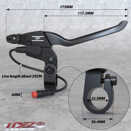 1PZ EB1-X02 Durable Waterproof 2 Wires Left & Right Electronic Brake Lever Accessories for Electric Bicycle E-Bike Scooter (1 Pair)