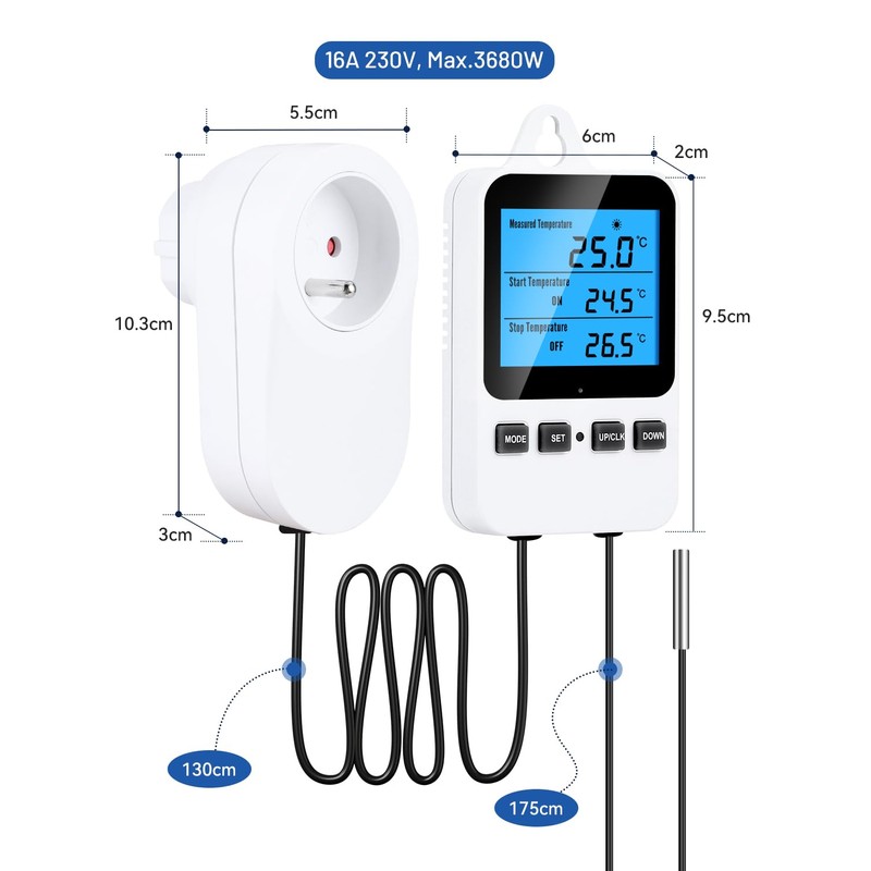 INKBIRDPLUS Digital Thermostat Socket for Greenhouse Fermentation Heating Cooling TC810