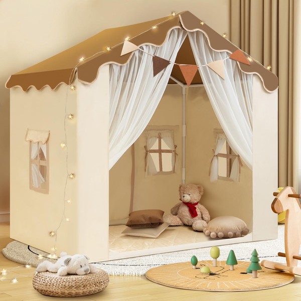 WIRHAO Kids Tent with Padded Mat Kids Playhouse Tent 2