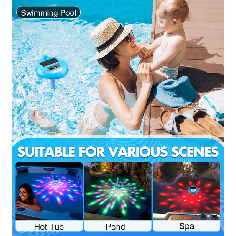 DeeprBlu Solar Digital Pool Thermometer Wireless | Floating Thermometer with