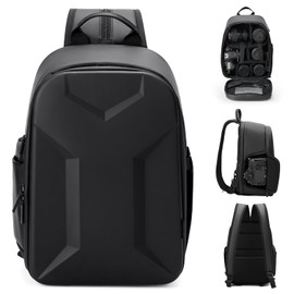 Cwatcun Camera Sling Bag, Waterproof Hardshell Small Camera Backpack with Tripod Holder & Laptop Compartment for DSLR SLR Mirrorless Camera, Multi-Use Camera Bag Compatible with Canon/Nikon/Sony/Fuji