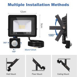 Blivrig LED Spotlight with Motion Sensor, Outdoor 20 W, Cool White, Floodlight with Motion Sensor, Super Bright 2000 LM Outdoor Spotlight, IP66 Waterproof Spotlight, for Garden, Garage (Cool White, 20