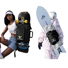 VPRO Snowboard and Skateboard Dual-Use Bag, Available Length in 140cm - 165cm for Snowboard, Full Size Universal Skateboard Bag (Black, Small(140cm-152cm))