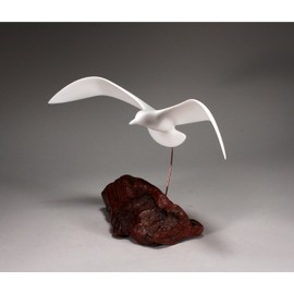 Seagull sculpture by John Perry 15 inch wingspan Statue Art Downwing style