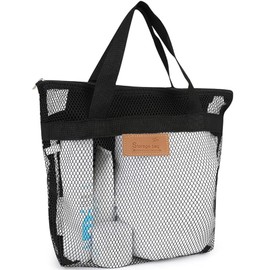 Rotema Mesh Shower Bag,Shower Caddy,11.8x9.8Inches Mesh Tote Bag,Shower Bags for Men Women,Gym Bag Essentials,Camping Toiletry Bag (Black)