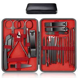Manicure Set - EMAGIE 24 en 1 Cortauñas y Pedicure Kit Profesional Kit para Manicura y Pedicura de Acero Inoxidable Herramientas de Corta Uñas con Tijeras para Uñas Lima de Uñas (Nueva Versión)