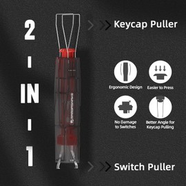 MAMBASNAKE 2-in-1 Keycap Switch Puller, 304 Stainless Steel Key Removal Tool for Hot Swappable Mechanical Keyboard and DIY Custom Gaming Keyboard - Black