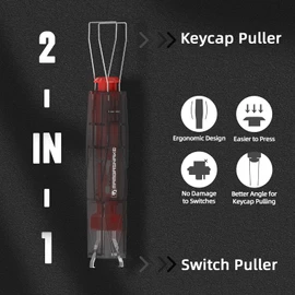 MAMBASNAKE 2-in-1 Keycap Switch Puller, 304 Stainless Steel Key Removal Tool for Hot Swappable Mechanical Keyboard and DIY Custom Gaming Keyboard - Black