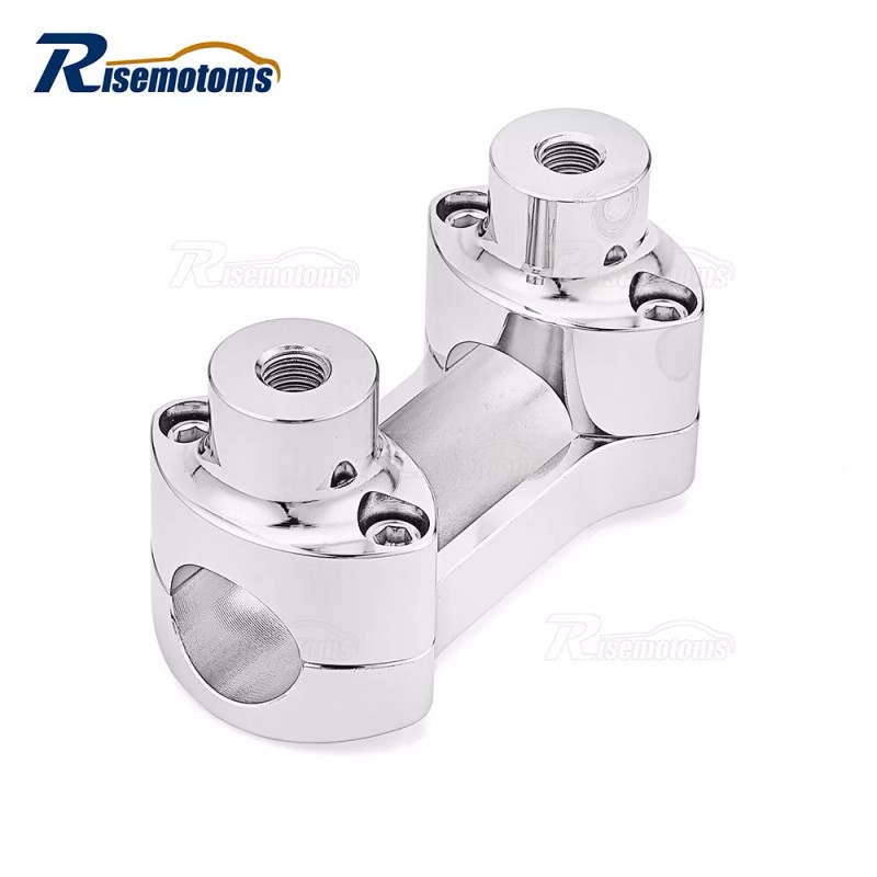 risemotom8 Chrome 2" Riser 1.25'' Handlebar Clamp For Harley Softail