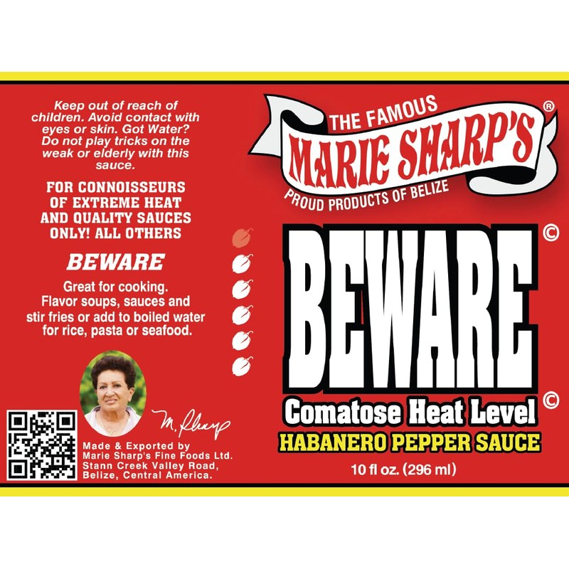 Marie Sharp’s BEWARE Comatose Heat Level Habanero Pepper Sauce, 10