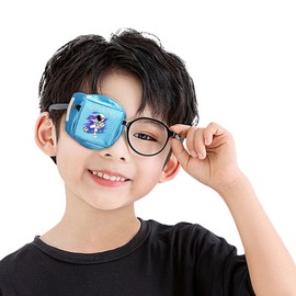 HYCALY Glasses Eye Patch, Silk Eye Patch for Children, Amblyopia (360° Light Blocking, Silk Material, 3D Pattern), Muscle Correction, Lazy Eye, Protective Eye Band, Strabismus, Vision Correction, Cute
