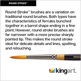KINGART B-029 Premium 7 pc. Original Gold 9040 Series Round Stroke Brush Set, Synthetic Golden Taklon for Acrylic, Oil, Watercolor Paint, Short Handle, 7 Brushes Sizes: 0, 2, 4, 6, 8, 10, 12