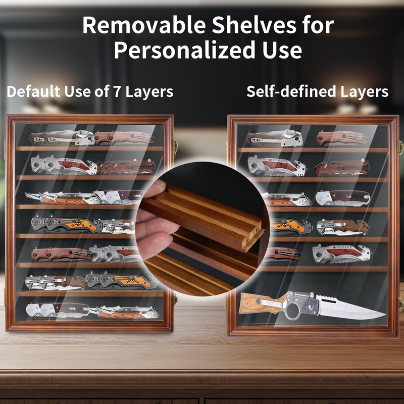 Knife Display Case for Collections, Pocket Knife Display Case with