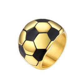 PROSTEEL Signet Rings Football Football Thick Ring Small Fingers for Men Sports Clubs, Stainless Steel