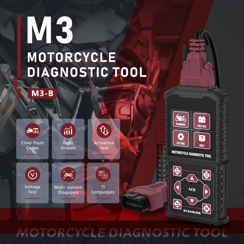 QPKING M3‑B Motorcycle Diagnostic Tool for KYMCO 3P, SYM 3P,