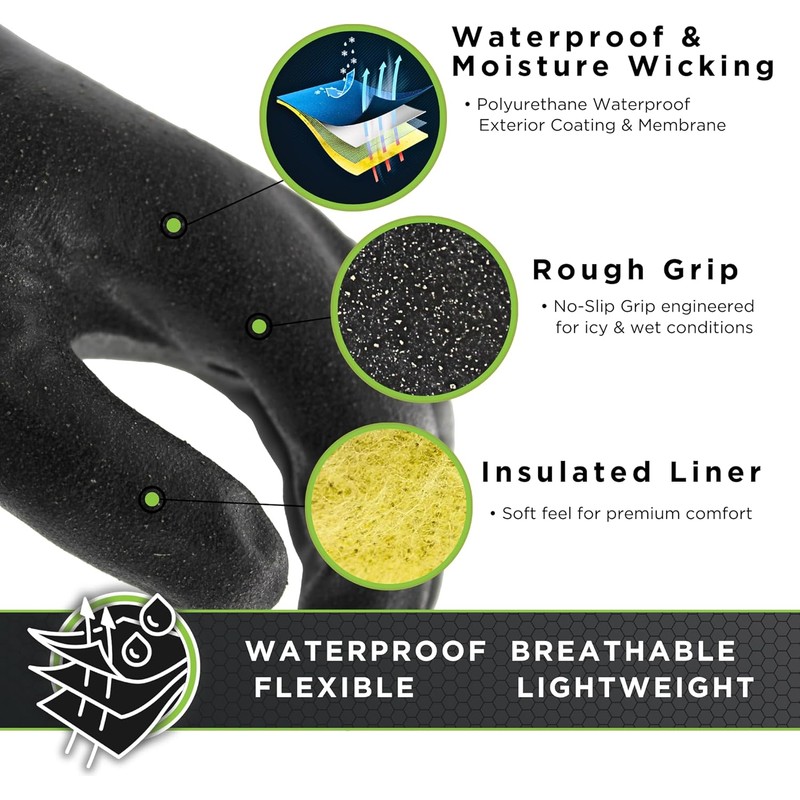 SHOWA TEMRES 282-02 Waterproof Insulated Winter Work Gloves, Breathable Polyurethane,