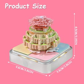 YANGUN Time Piece Calendar 2025 Castle, 3D Memo Pad Calendar 2025 with LED Light, 3D Paper Sculpture Calendar 2025 3D Art Calendar 2025 Creative Gift for Christmas Housewarming Desktop Decoration Pink