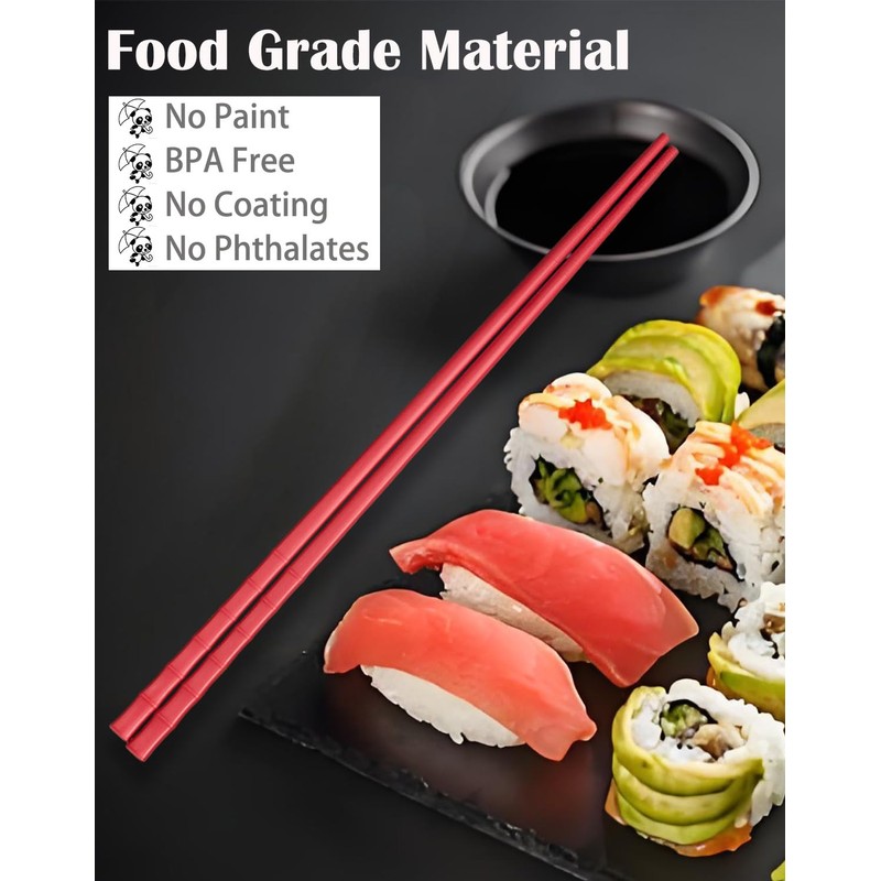 Reusable Chopsticks 5PC - Dishwasher Safe Non-slip Chinese Japanese Style