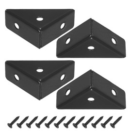 M METERXITY 4-Pack L-Shape Corner Brace, 1.5 x 1.5 in Stainless Steel Right Angle Support Brackets with Screw for Shelves/Wood Furniture/Cabinet, Fastener Joint [Black]