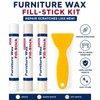 Kenbry Wood Filler Sticks 3 Colors White Wax Fill Stick,